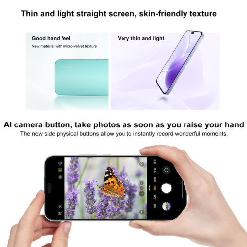 Honor X70i, 12 Go + 512 Go, lecteur d'empreintes digitales intégré, écran 6,7 pouces, MagicOS 9.0, Android 15.0, Dimensity 7025 Ultra Octa Core, réseau : 5G, OTG, NFC (cyan) SH18QC318-09